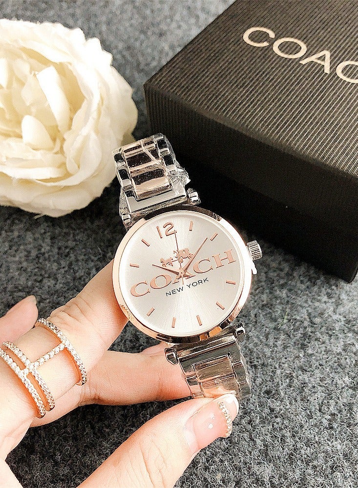 كوتش اوت ليت ساعة يد نسائية من كوتش، فضية وذهبية وردية، كوارتز أيقوني - Image 1